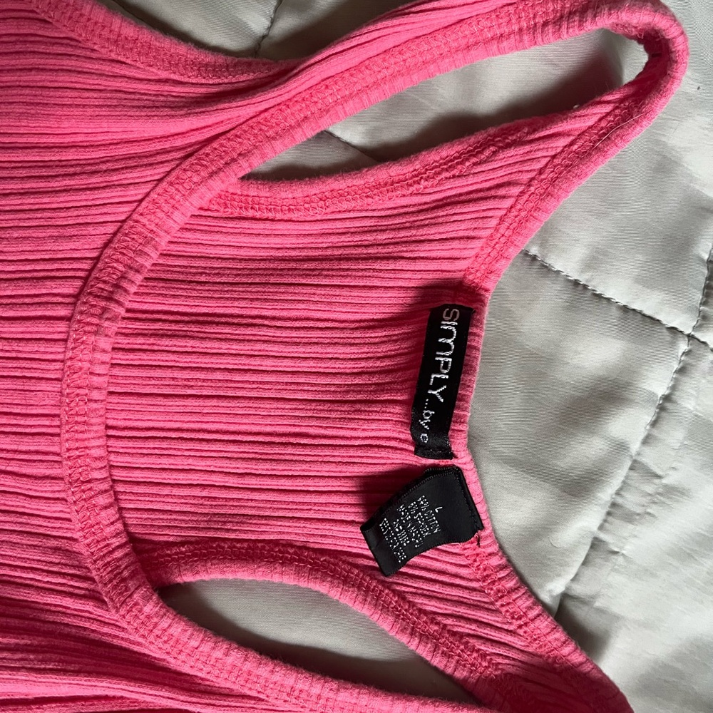 Simply Be Vibrant Pink Ribbed Tank Top - Picture 2 of 3